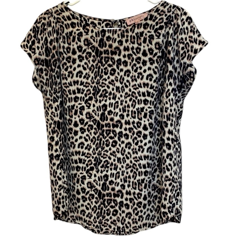 Philosophy Animal Print Flutter Sleeve Top Medium